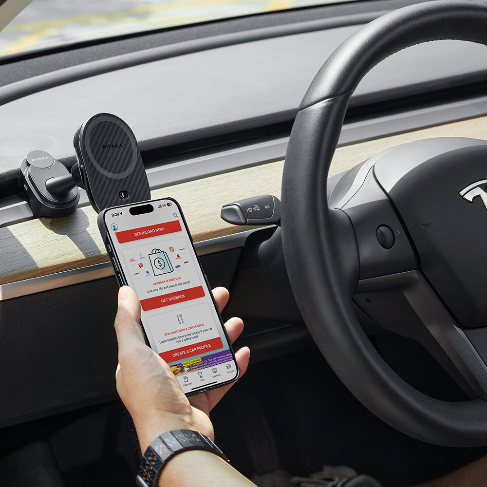 Pitaka MagEZ Pro 2 M-safe Şarj Özellikli Qi2 Tesla Model Y ve Model 3 Uyumlu Aramid Fiber Araç Telefon Tutucu Pitaka MagEZ Pro 2 M-safe Şarj Özellikli Qi2 Tesla Model Y ve Model 3 Uyumlu Aramid Fiber Araç Telefon Tutucu